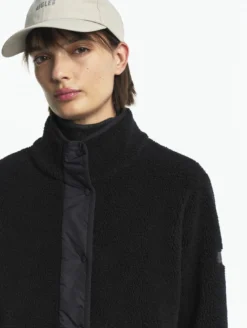 Blouson boutonné en sherpa - Noir