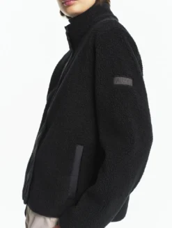 Blouson boutonné en sherpa - Noir