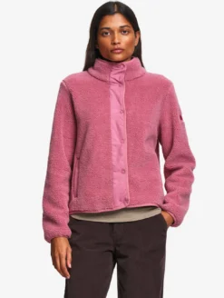 Blouson boutonné en sherpa - Rose