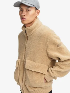 Blouson zippé en sherpa - Beige