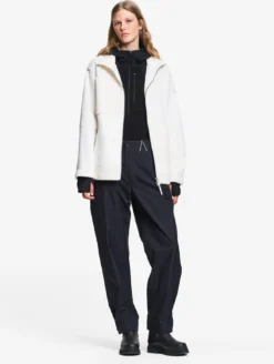 Blouson zippé en sherpa patchwork - Blanc