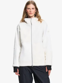 Blouson zippé en sherpa patchwork - Blanc