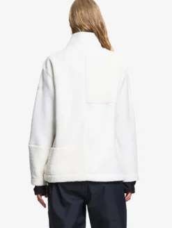 Blouson zippé en sherpa patchwork - Blanc