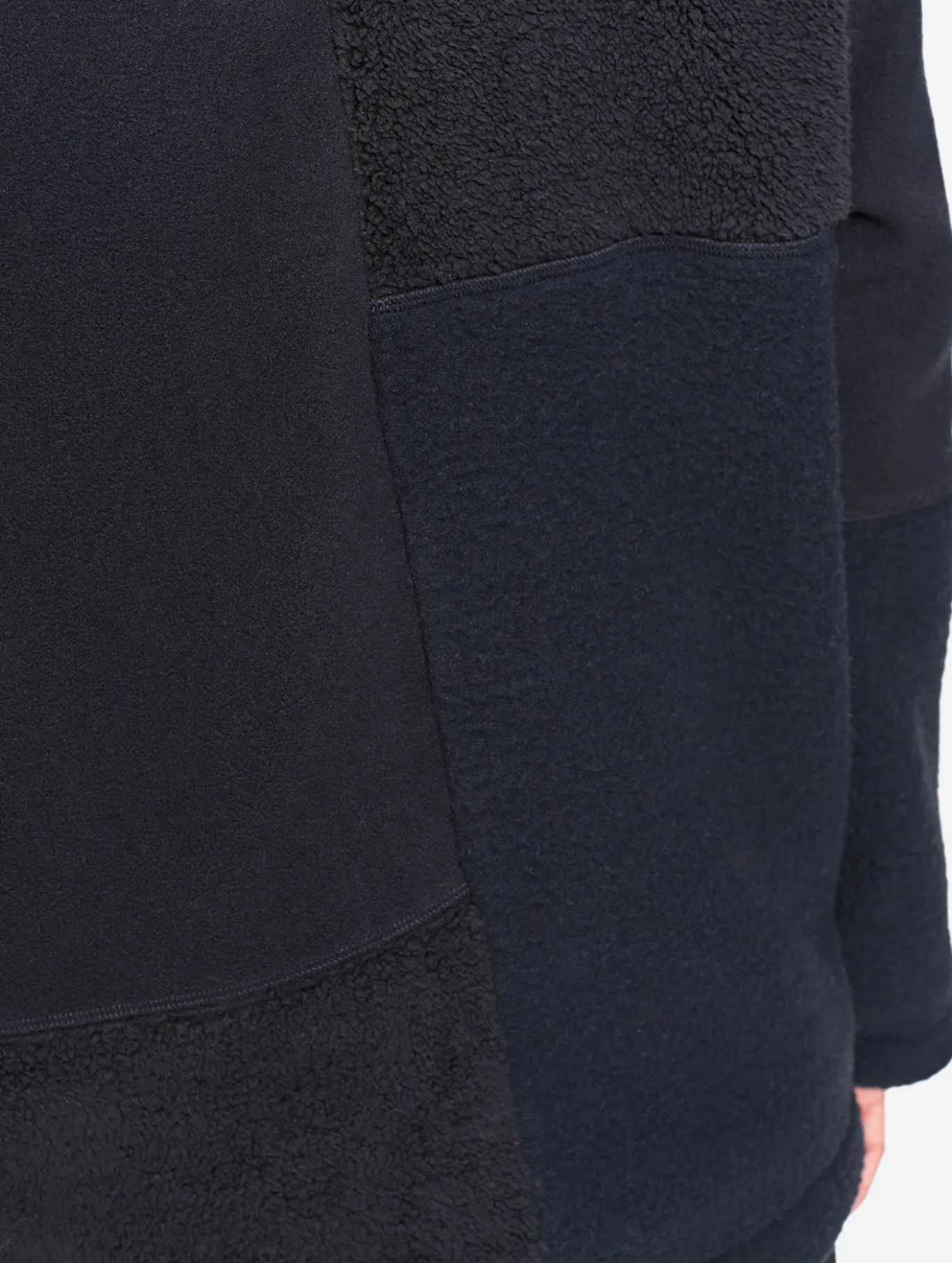 Blouson zippé en sherpa patchwork - Noir