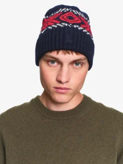 Bonnet en jacquard de laine mélangée - Bleu