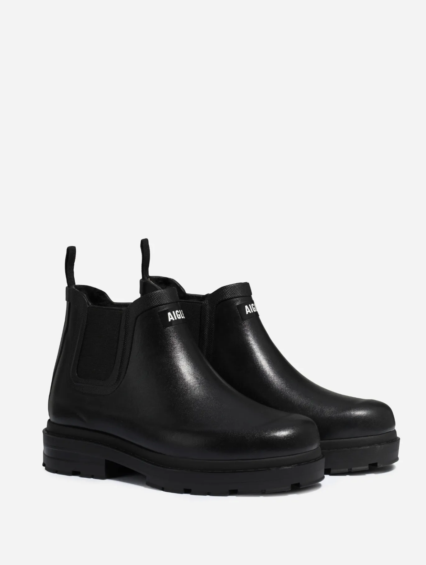 Boots de pluie chelsea fourrées, look urbain en caoutchouc naturel, made in France - Noir