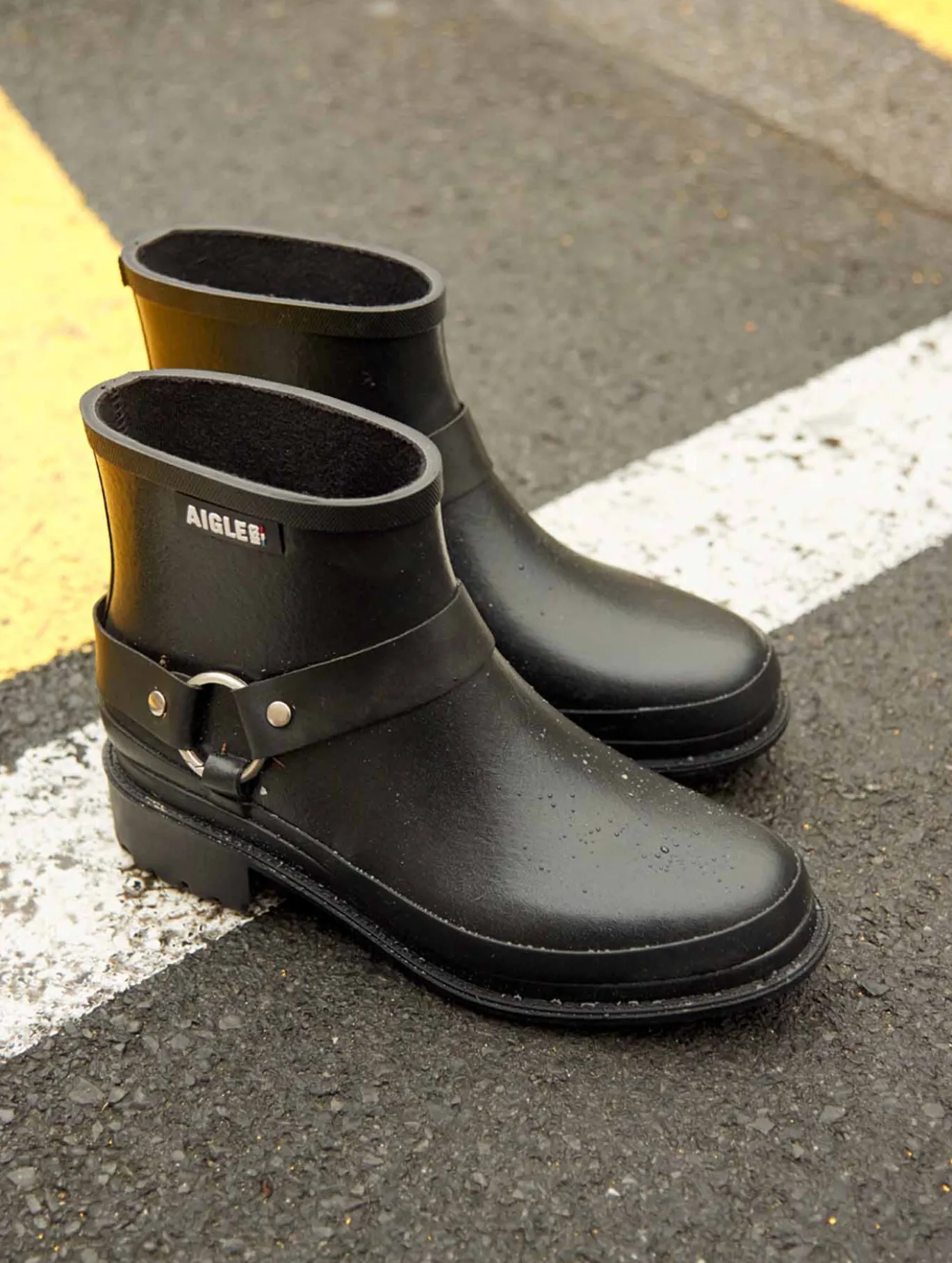 Bottillon de pluie Macadames esprit biker - Noir