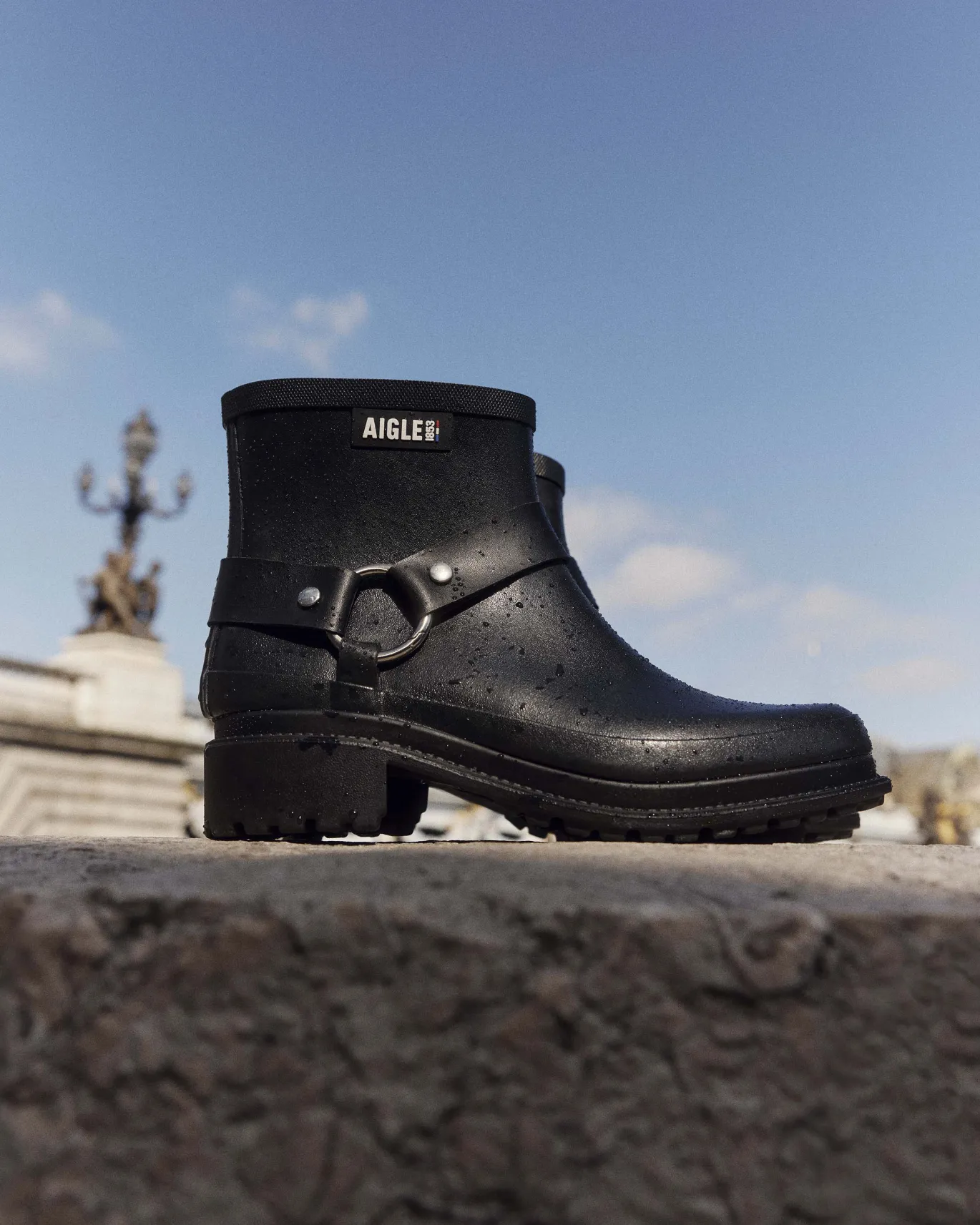 Bottillon de pluie Macadames esprit biker - Noir
