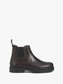 Bottine de pluie Chelsea doublée cuir - Marron