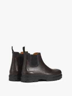 Bottine de pluie Chelsea doublée cuir - Marron