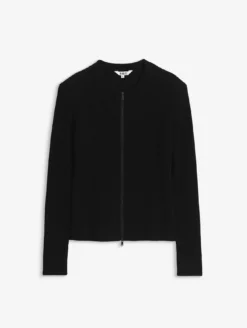 Cardigan côtelé en coton et laine - Noir