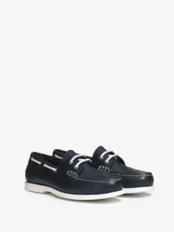 Chaussure bateau Nubil en cuir - Bleu