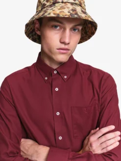 Chemise ajustée en flanelle de coton - Bordeaux
