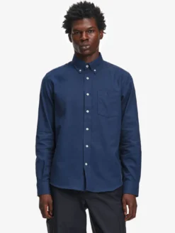Chemise ajustée en flanelle de coton - Bleu