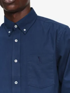 Chemise ajustée en flanelle de coton - Bleu