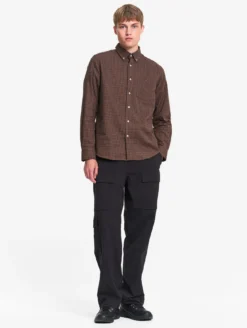Chemise en flannelle de coton à carreaux - Marron
