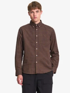 Chemise en flannelle de coton à carreaux - Marron