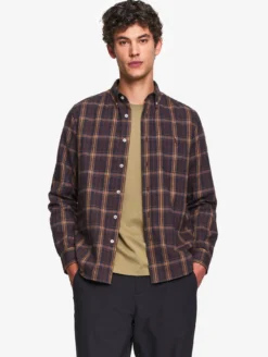 Chemise en flannelle de coton à carreaux - Marron