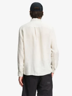 Chemise en lin à manches longues avec poche - Blanc