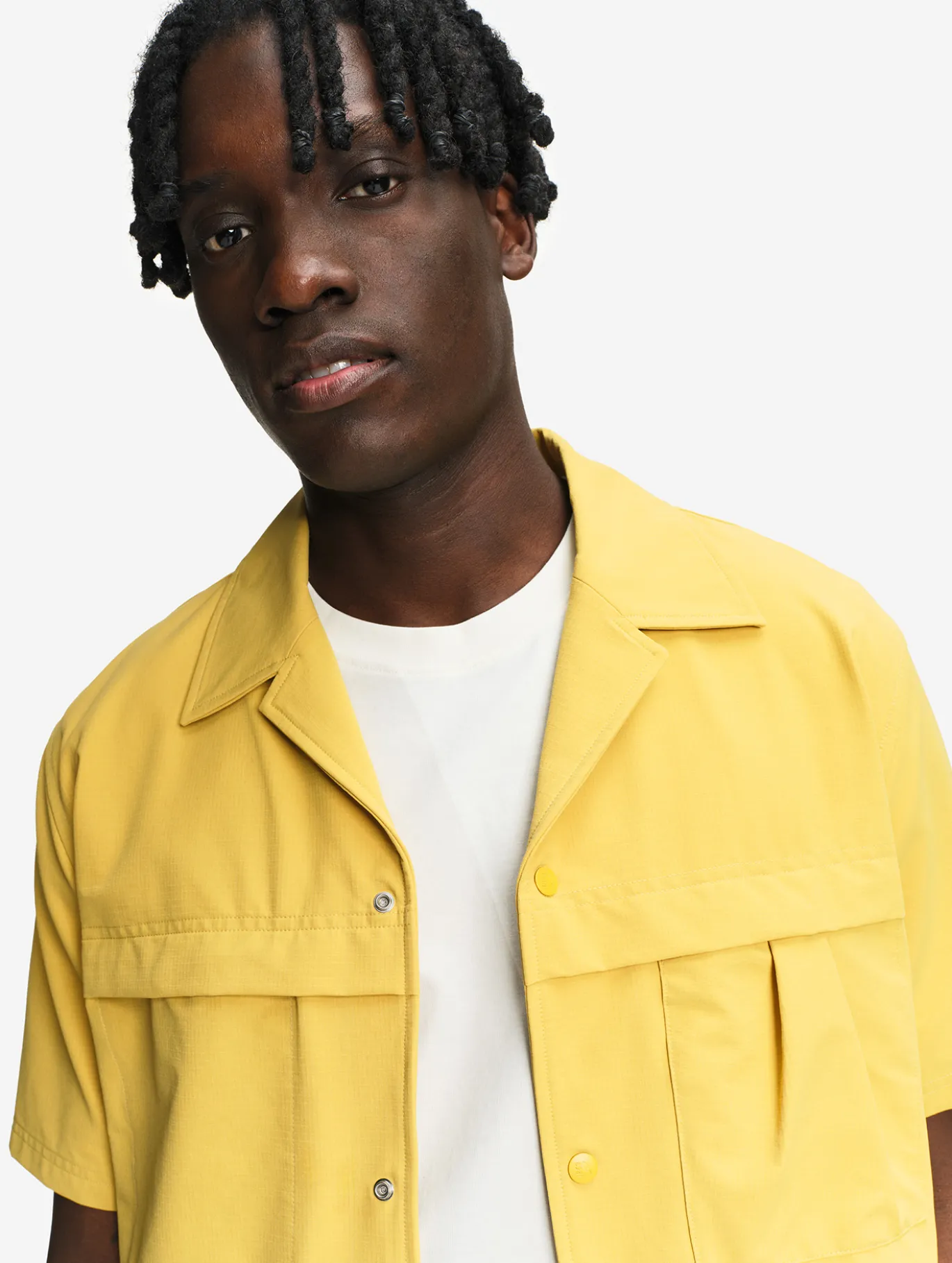 Chemise à manches courtes anti-UV avec poches - Jaune