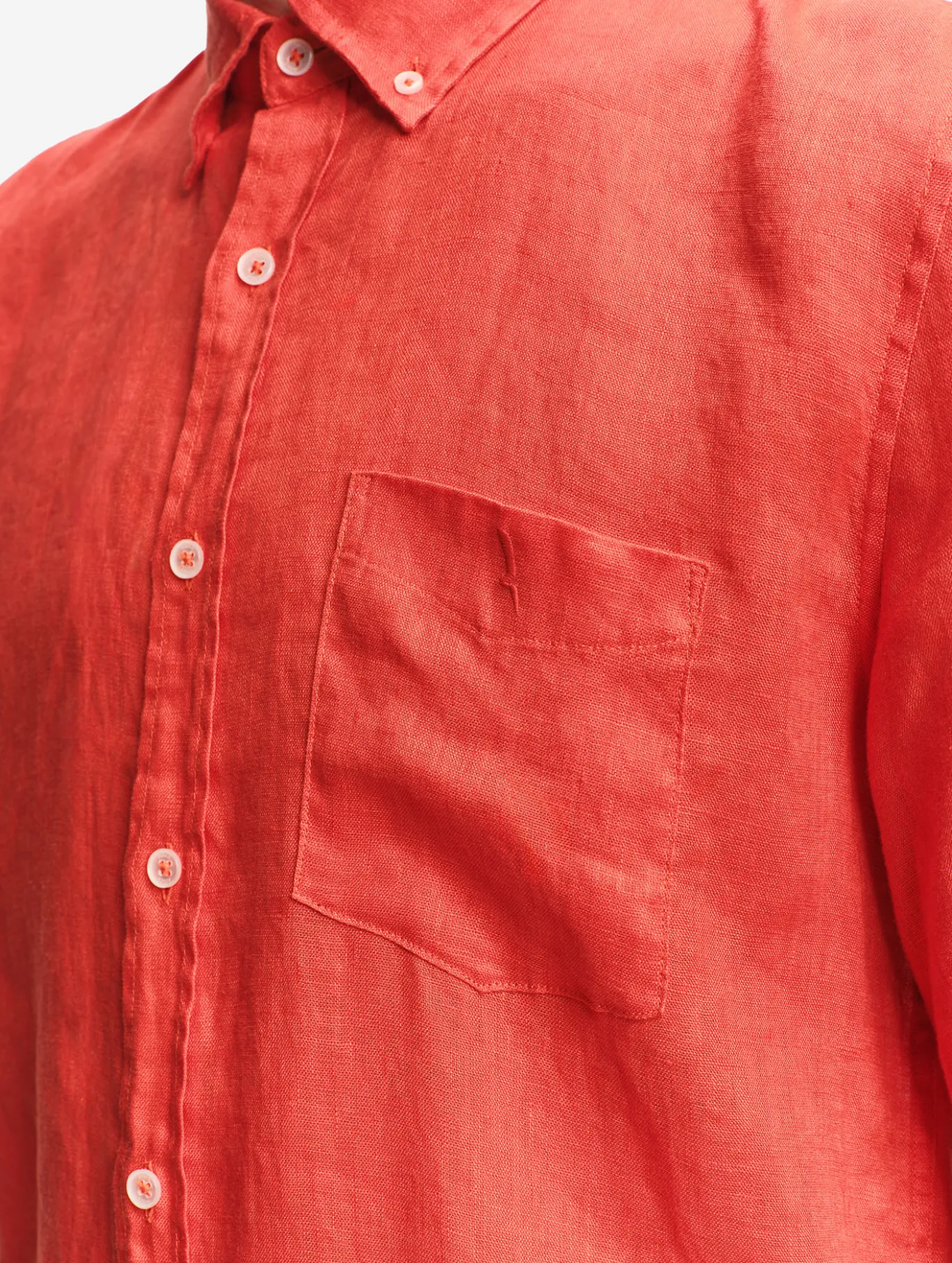 Chemise manches courtes en lin - Rouge