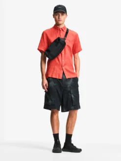 Chemise manches courtes en lin - Rouge
