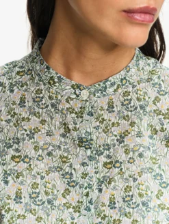 Chemise à manches courtes en voile de coton Liberty - Kaki