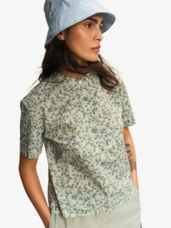 Chemise à manches courtes en voile de coton Liberty - Kaki