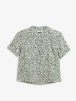 Chemise à manches courtes en voile de coton Liberty - Kaki