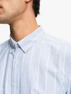 Chemise oxford rayée Dry Fast™ TEXTILE® avec logo sur la poitrine - Bleu