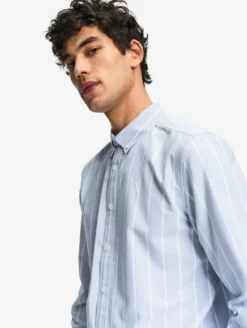 Chemise oxford rayée Dry Fast™ TEXTILE® avec logo sur la poitrine - Bleu