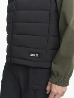 Doudoune courte T-KIT™ sans manche déperlante avec matelassage en duvets et plumes - Noir