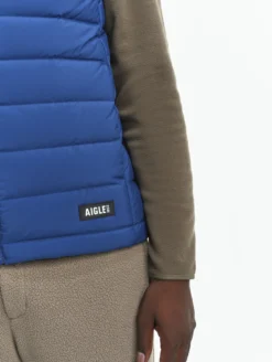 Doudoune courte T-KIT™ sans manche déperlante avec matelassage en duvets et plumes - Bleu