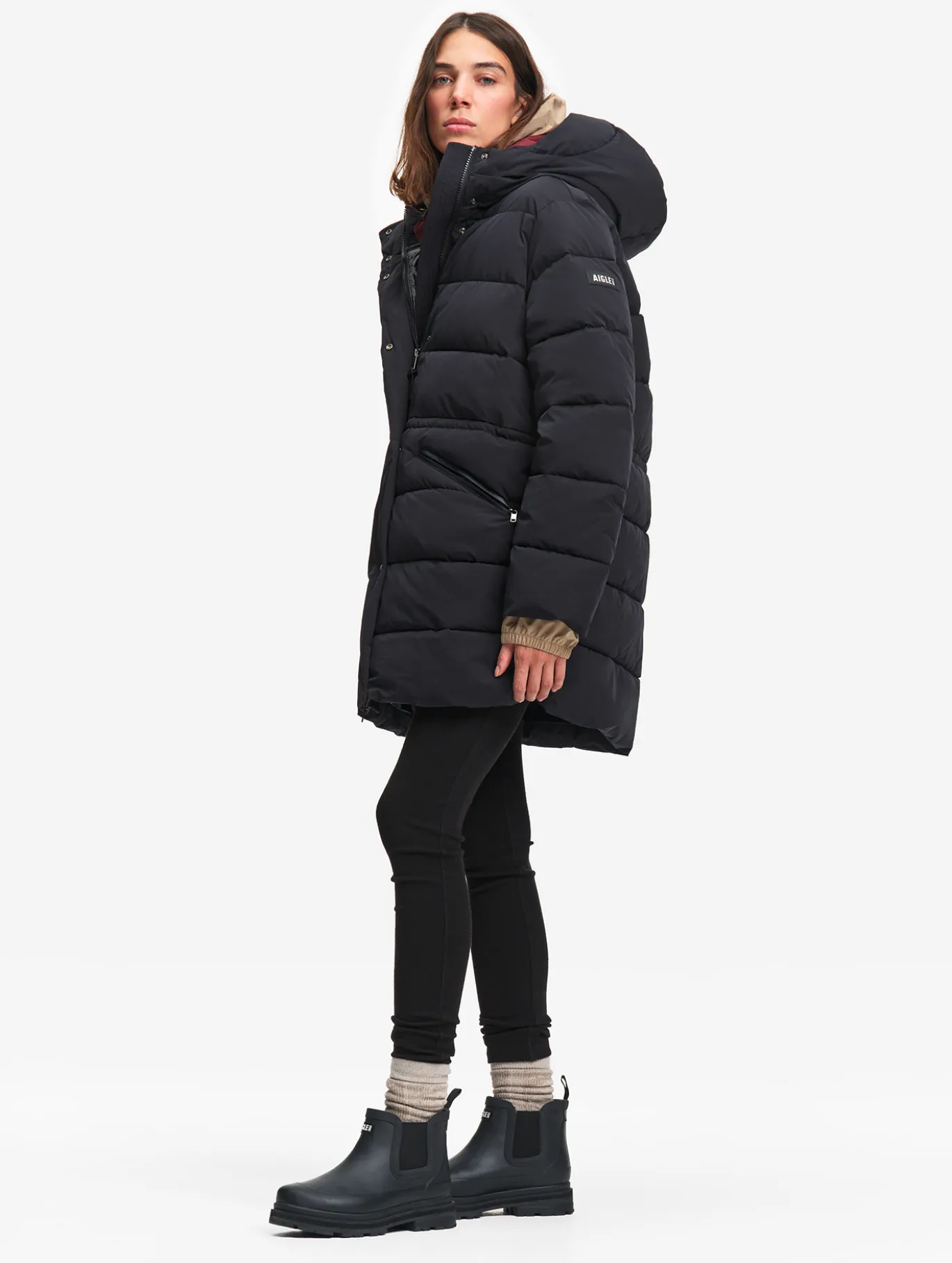 Doudoune Repreve® mi-longue déperlante - Noir