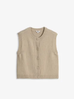Gilet sans manches en laine mélangé - Beige
