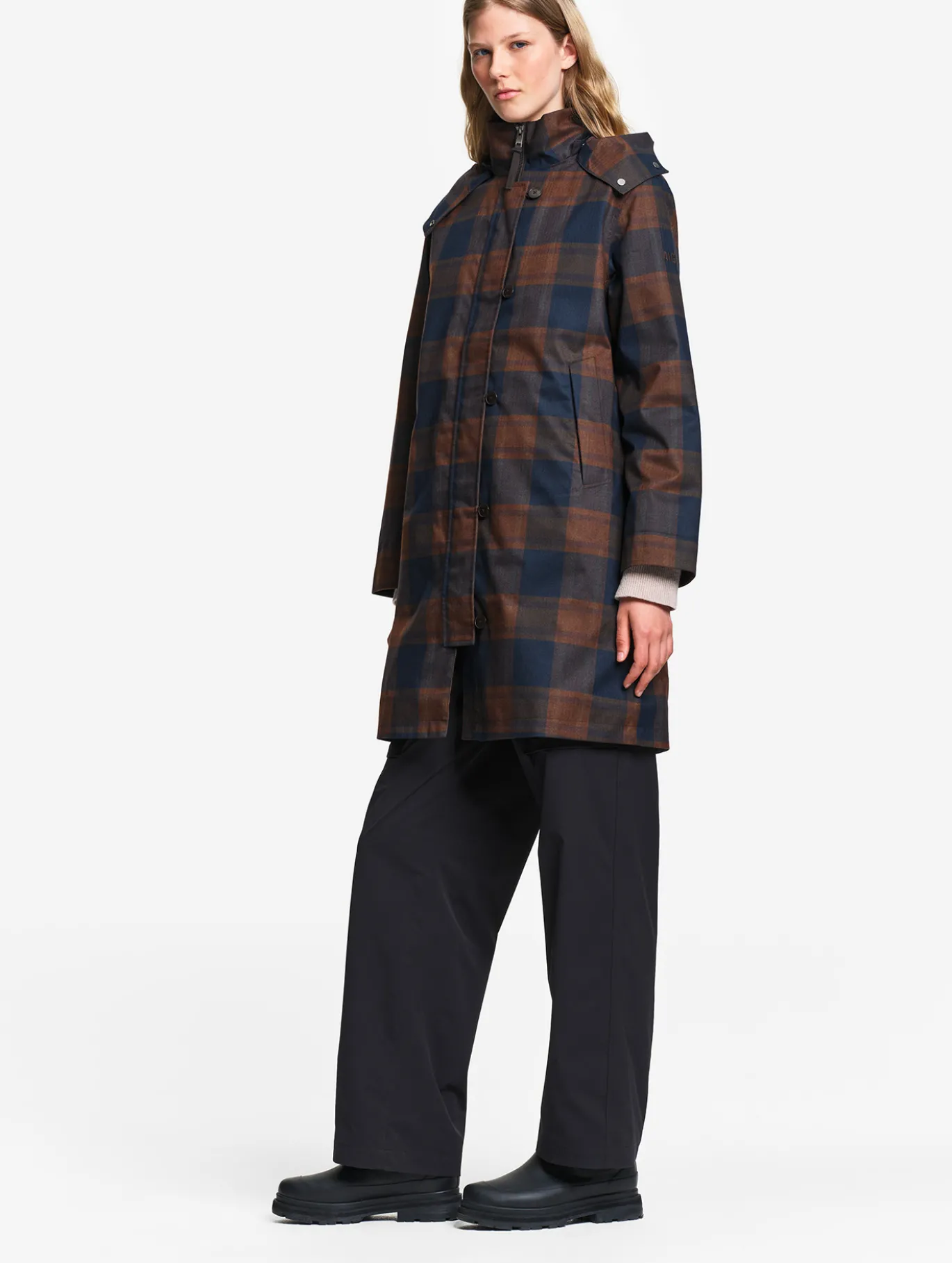 Imperméable MTD™ long à carreaux - Bleu