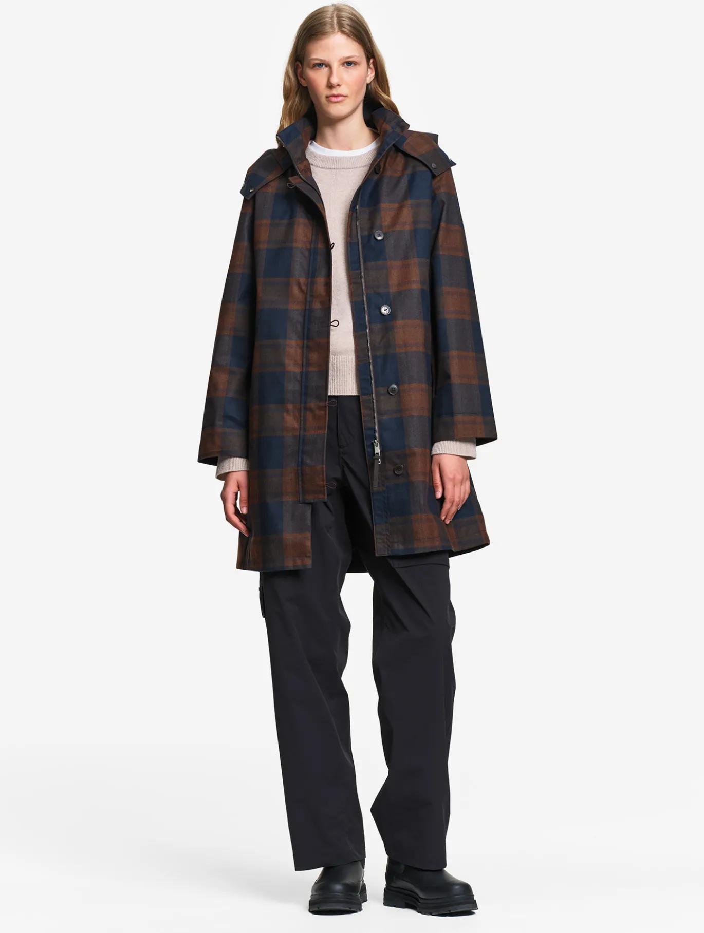 Imperméable MTD™ long à carreaux - Bleu