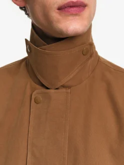 Manteau déperlant avec col velours côtelé - Marron