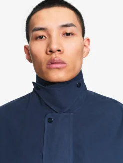 Manteau déperlant avec col velours côtelé - Bleu