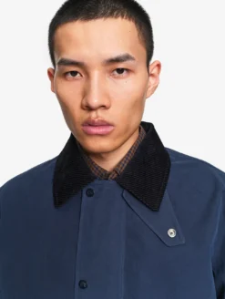 Manteau déperlant avec col velours côtelé - Bleu