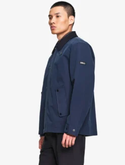 Manteau déperlant avec col velours côtelé - Bleu