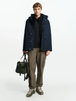 Manteau MTD™ court impérméable en cotton de twill à capuche amovible T-KIT™ - Bleu