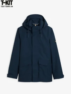 Manteau MTD™ court impérméable en cotton de twill à capuche amovible T-KIT™ - Bleu