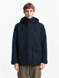 Manteau MTD™ court impérméable en cotton de twill à capuche amovible T-KIT™ - Bleu
