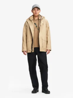 Manteau MTD™ court impérméable en cotton de twill à capuche amovible T-KIT™ - Beige