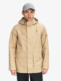 Manteau MTD™ court impérméable en cotton de twill à capuche amovible T-KIT™ - Beige