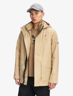 Manteau MTD™ court impérméable en cotton de twill à capuche amovible T-KIT™ - Beige