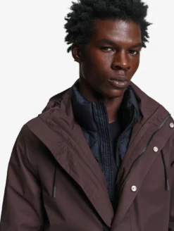 Manteau MTD™ court impérméable en cotton de twill à capuche amovible T-KIT™ - Marron