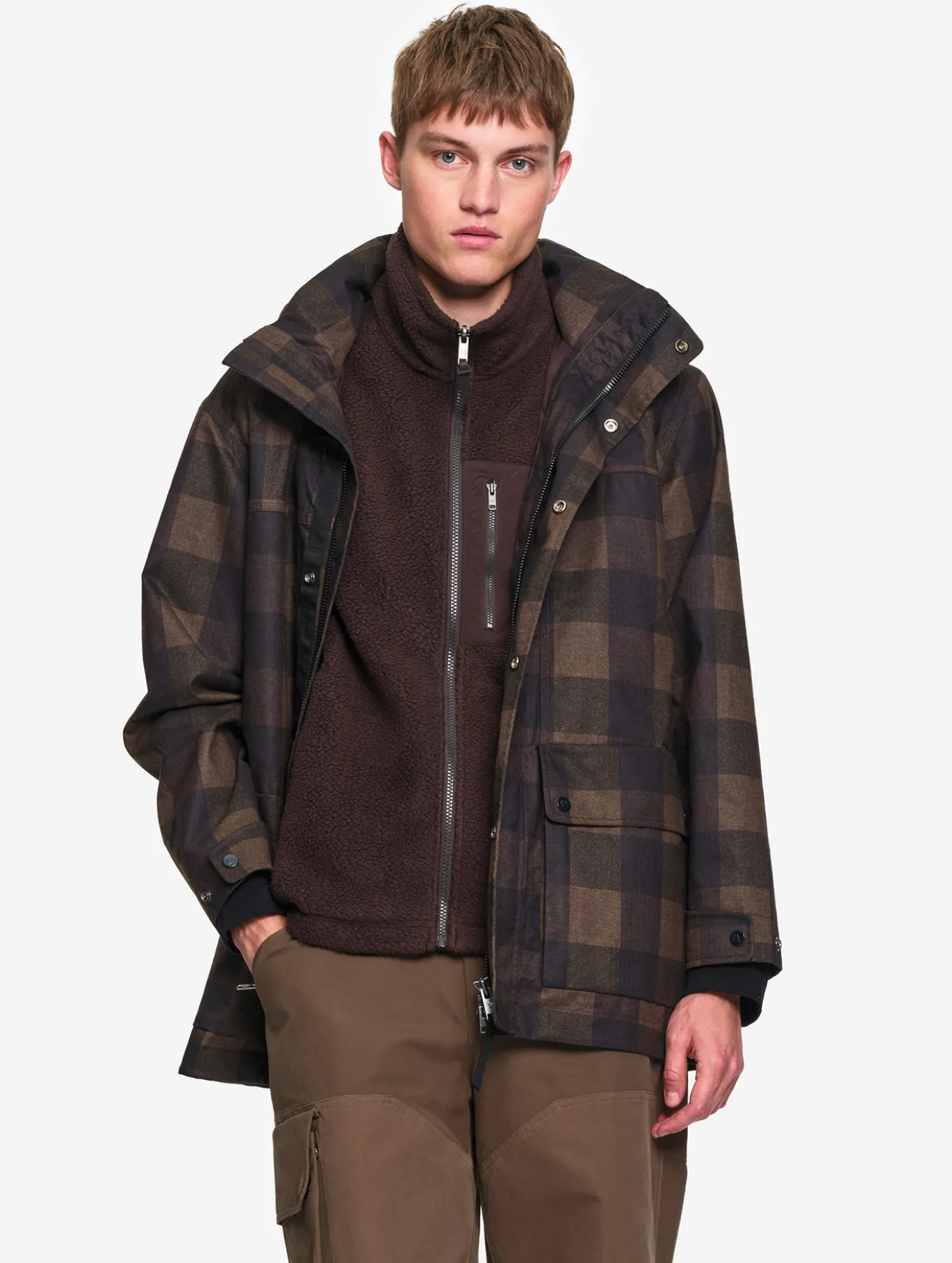 Manteau MTD™ imprimé carreaux T-KIT™ - Marron