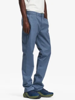 Pantalon chino taille mi-haute en coton - Bleu